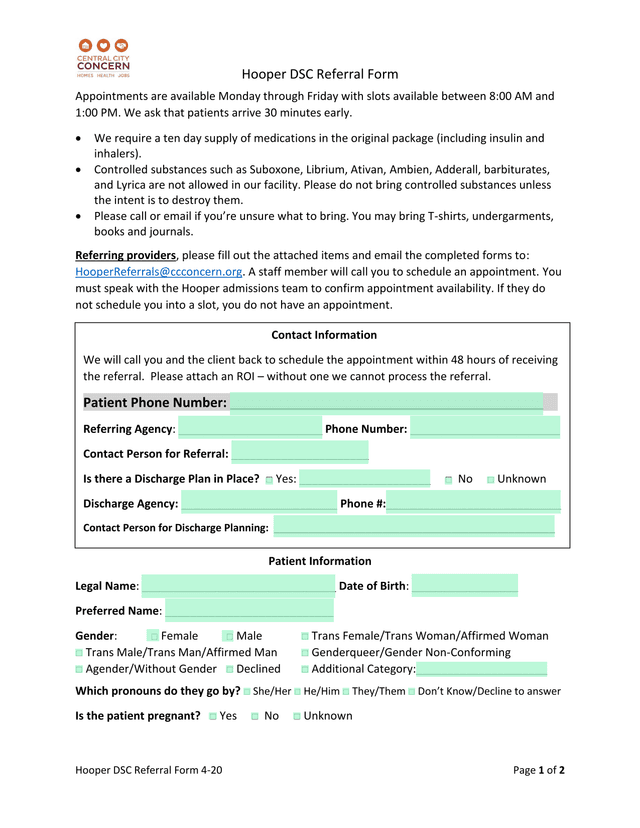 Hooper DSC Referral Form screenshot