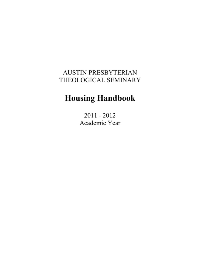 Austin Presbyterian Theological Seminary Housing Handbook screenshot