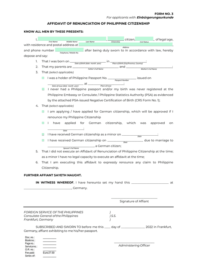 Affidavit Of Renunciation Of Philippine Citizenship screenshot