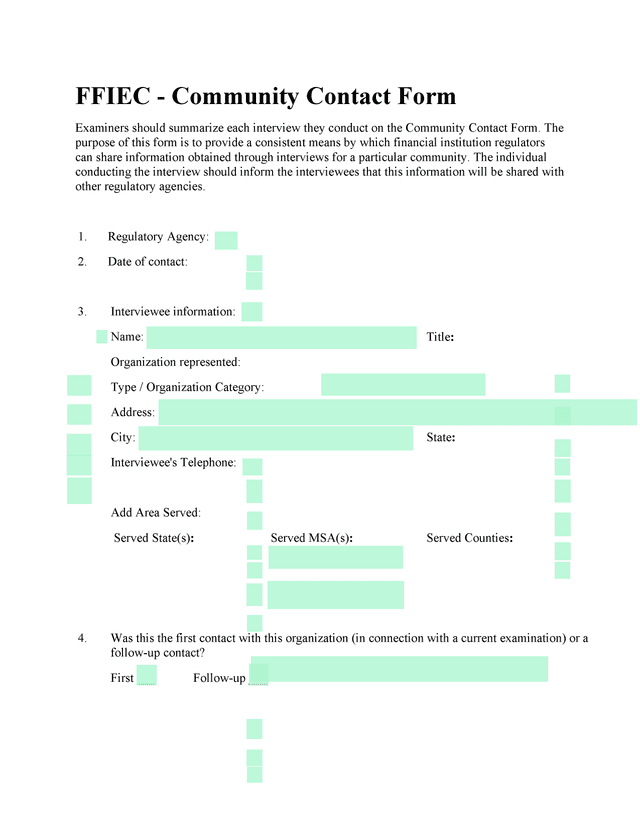 FFIEC   Community Contact Form screenshot