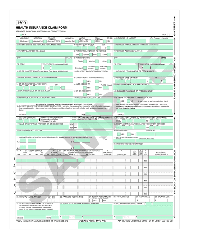 Health Insurance Claim Form screenshot