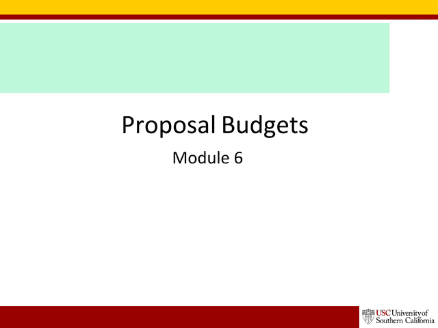 Proposal Budgets Module 6 screenshot