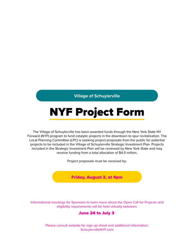 NYF Project Form screenshot
