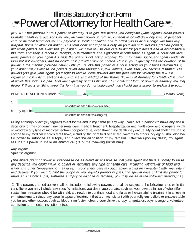 Power Of Attorney For Health Care screenshot