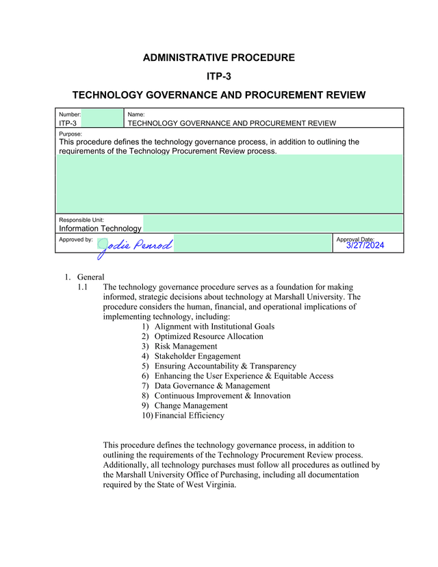 ITP 3 Technology Governance And Procurement Review screenshot