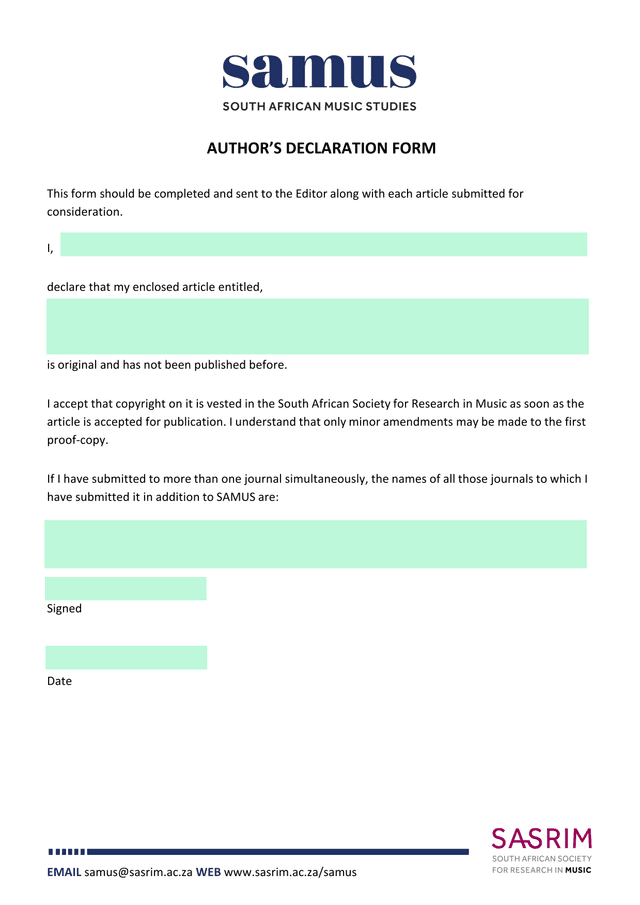 AuthorS Declaration Form screenshot