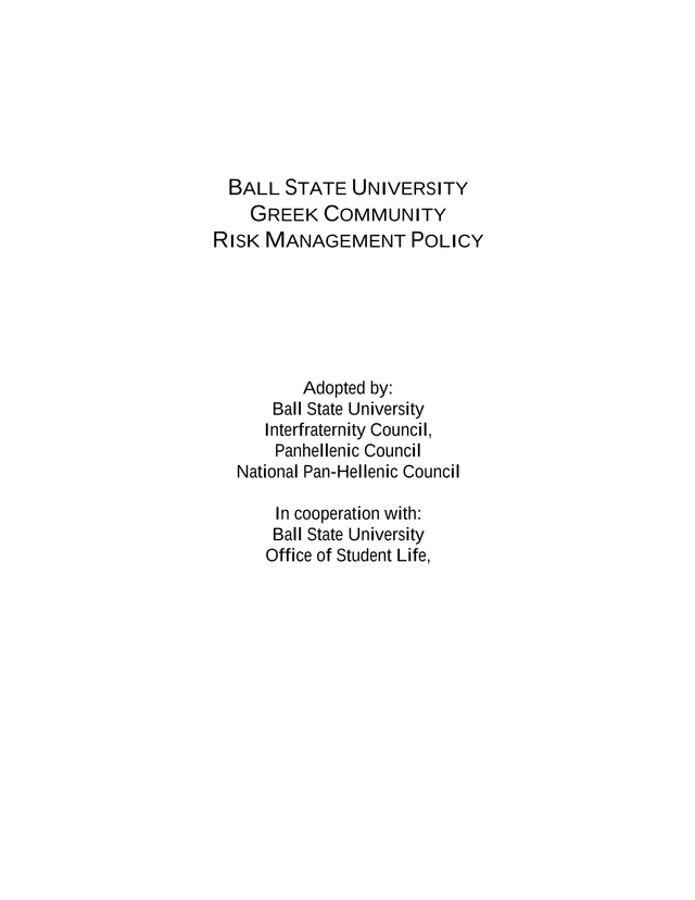 Ball State University Greek Community Risk Management Policy screenshot