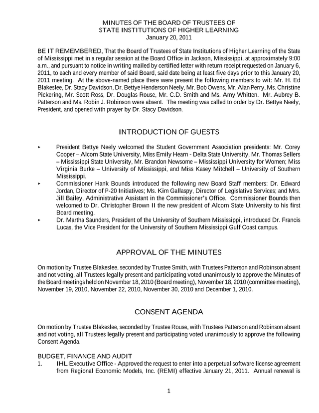 Minutes Of The Board Of Trustees Of State Institutions Of Higher Learning screenshot