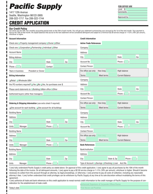 Credit Application screenshot