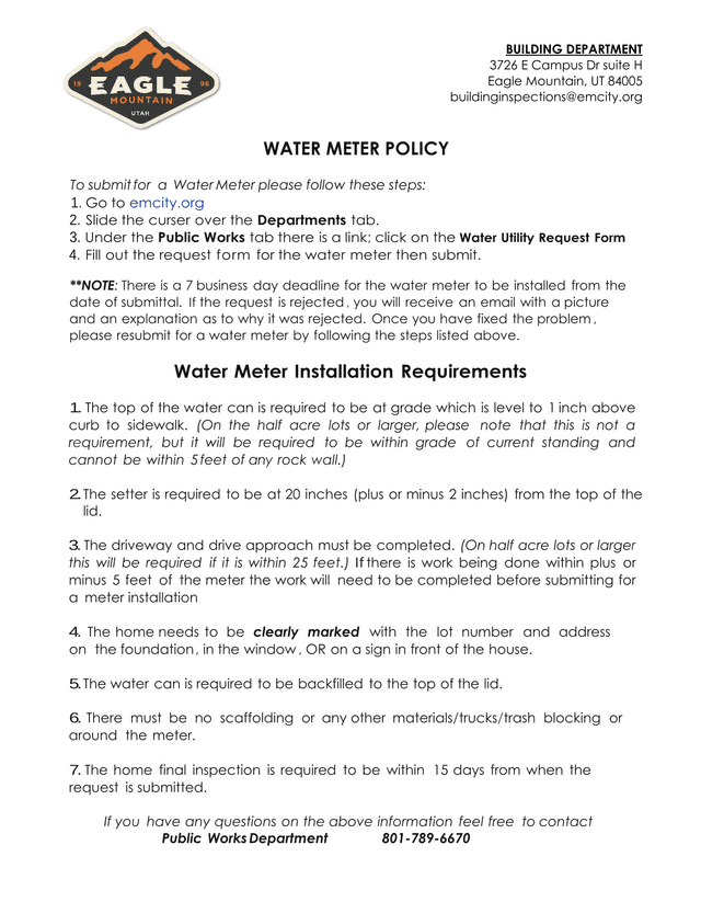 Water Meter Policy screenshot