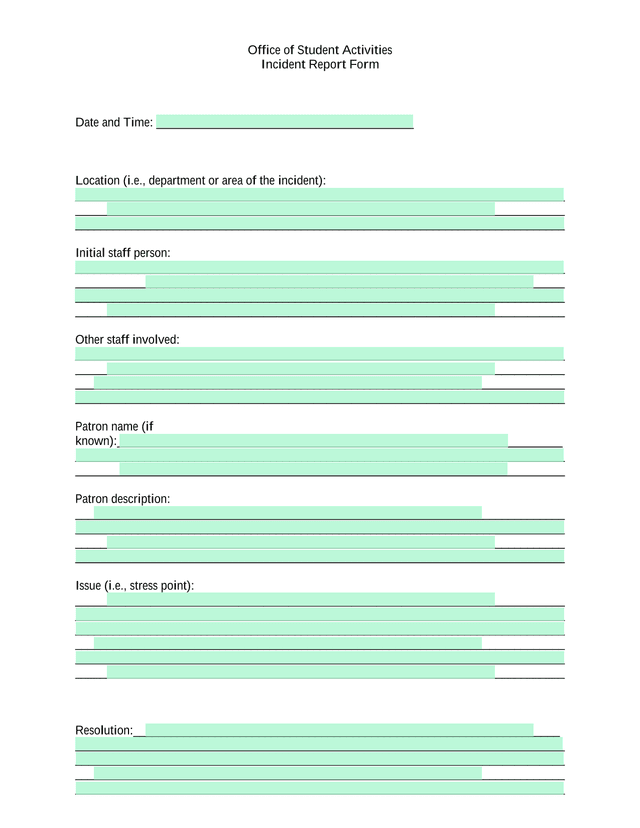 Incident Report Form screenshot