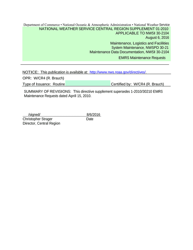 National Weather Service Central Region Supplement 01 2010 screenshot