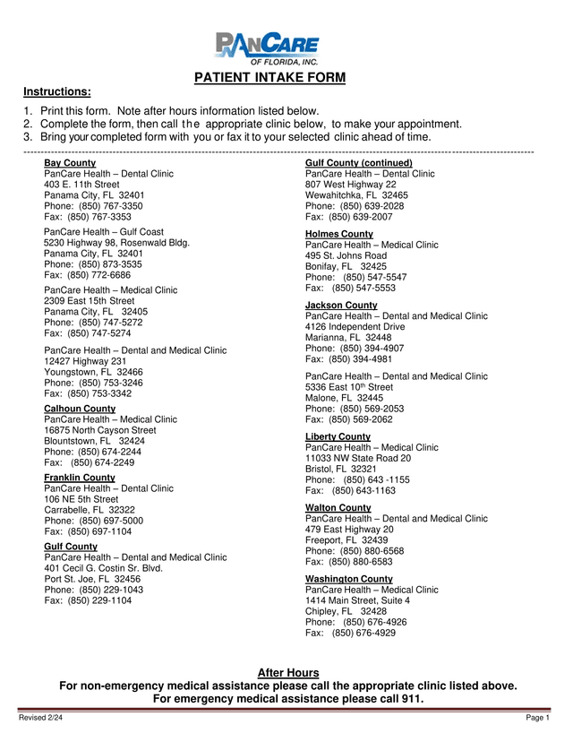 Patient Intake Form screenshot