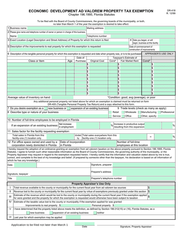 Economic Development Ad Valorem Property Tax Exemption screenshot