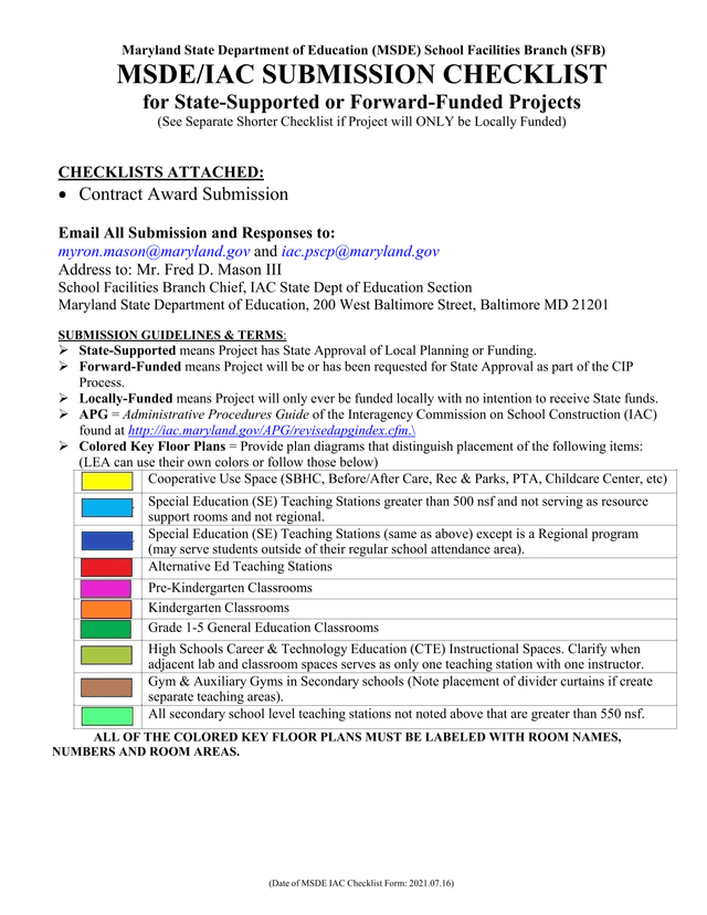 MSDEIAC Submission Checklist screenshot
