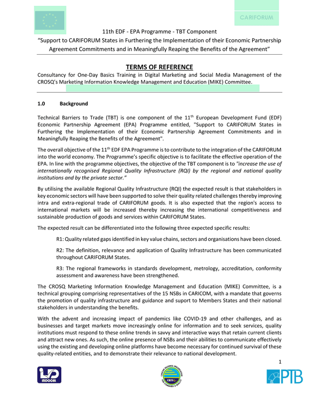 Terms Of Reference Digital Marketing And Social Media Management Training screenshot