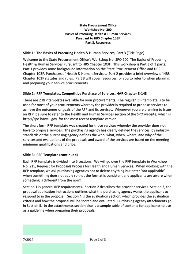 Basics Of Procuring Health  Human Services, Workshop No. 200 screenshot