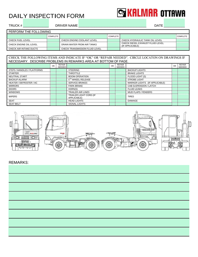 DAILY INSPECTION FORM screenshot