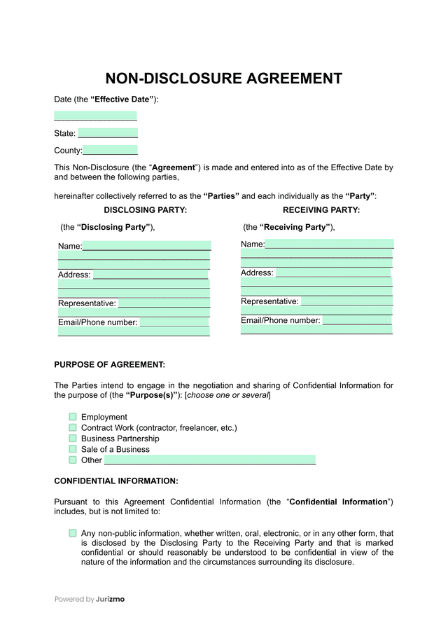 Non Disclosure Agreement screenshot