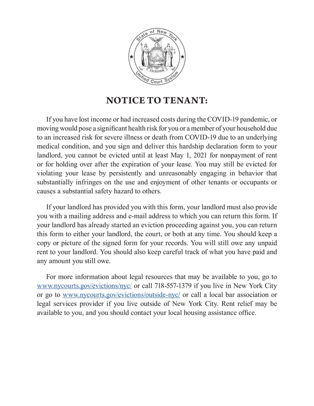 TenantS Declaration Of Hardship During The COVID 19 Pandemic screenshot