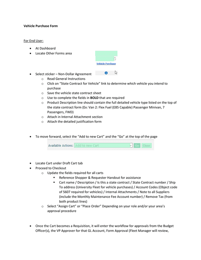 Vehicle Purchase Form screenshot