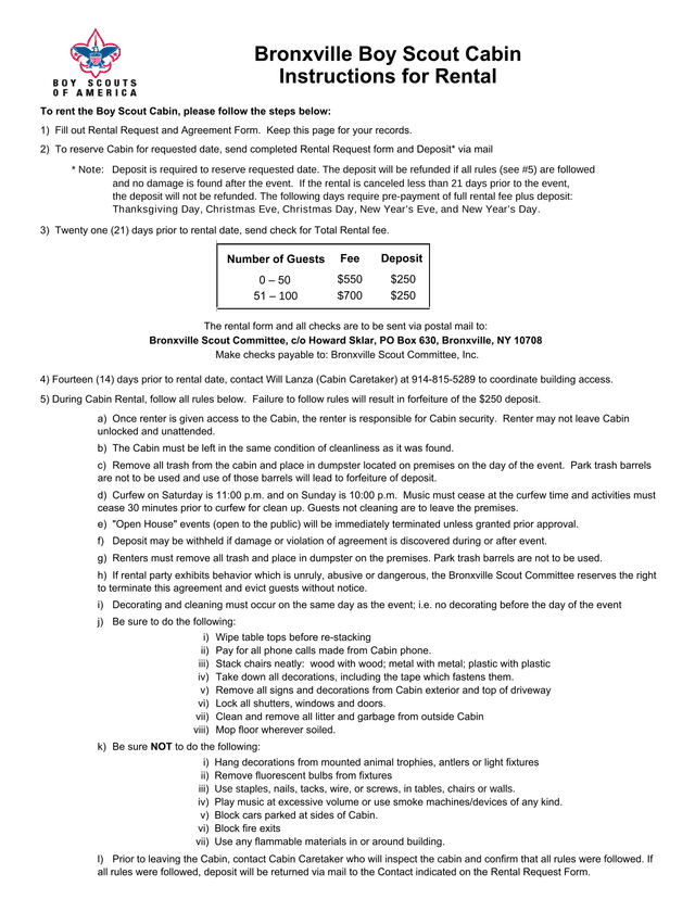 Bronxville Boy Scout Cabin Rental Instructions screenshot