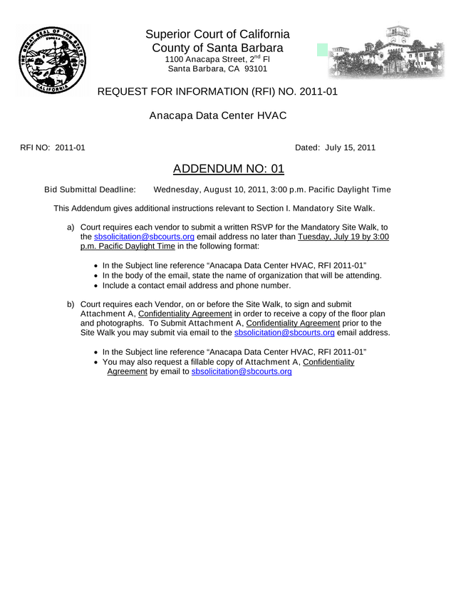 Request For Information (RFI) NO. 2011 01   Anacapa Data Center HVAC screenshot