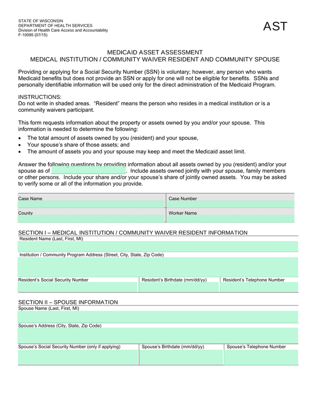 Medicaid Asset Assessment screenshot