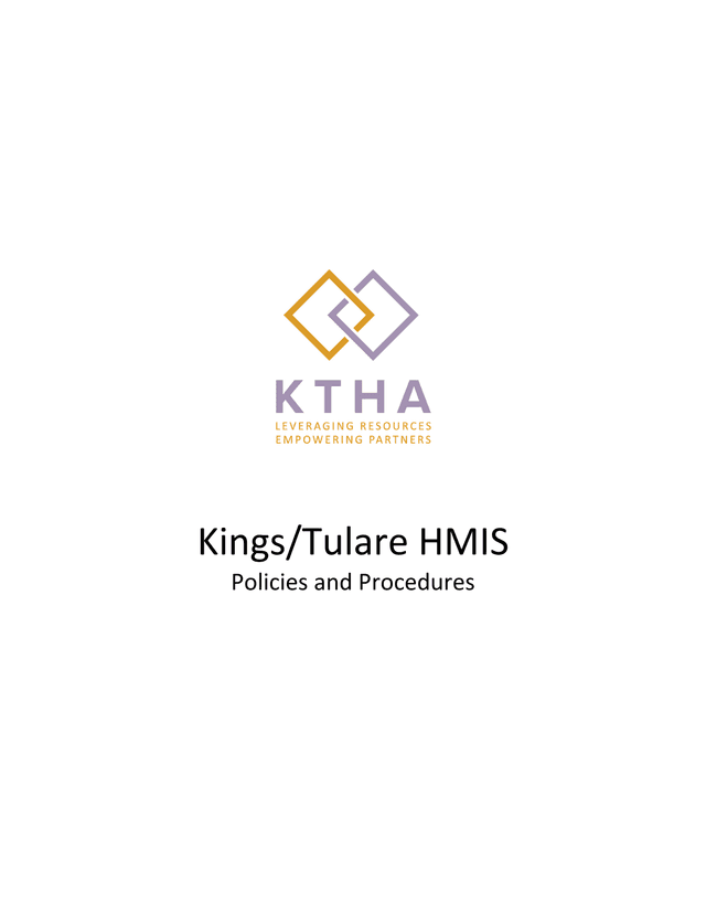 KingsTulare HMIS Policies And Procedures screenshot