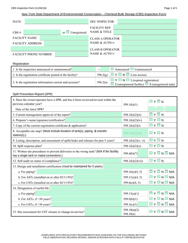 CBS Inspection Form (110416) screenshot
