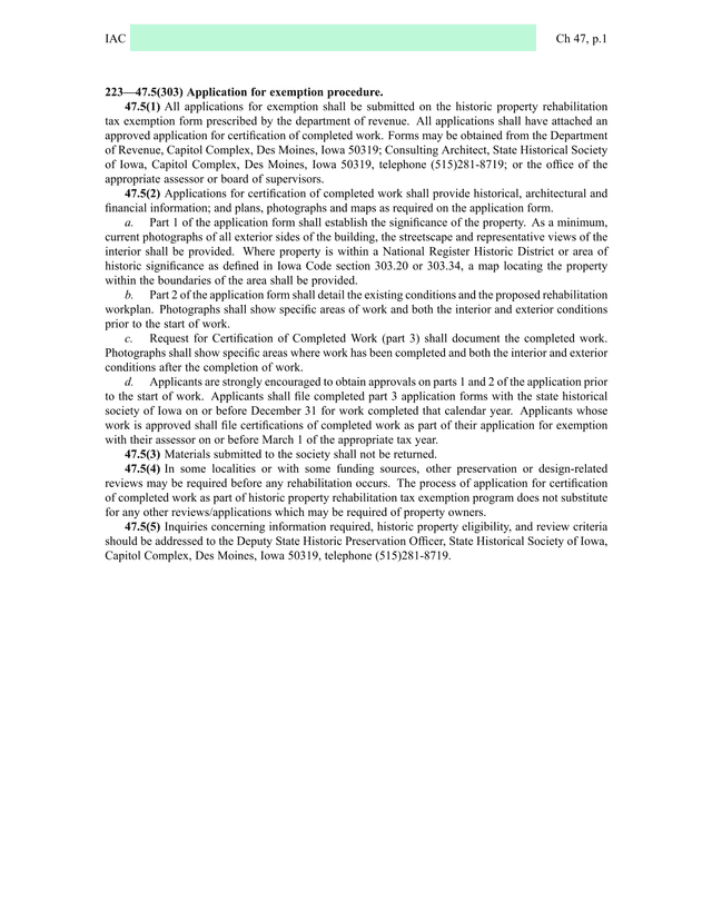 Historic Property Rehabilitation Tax Exemption Form screenshot