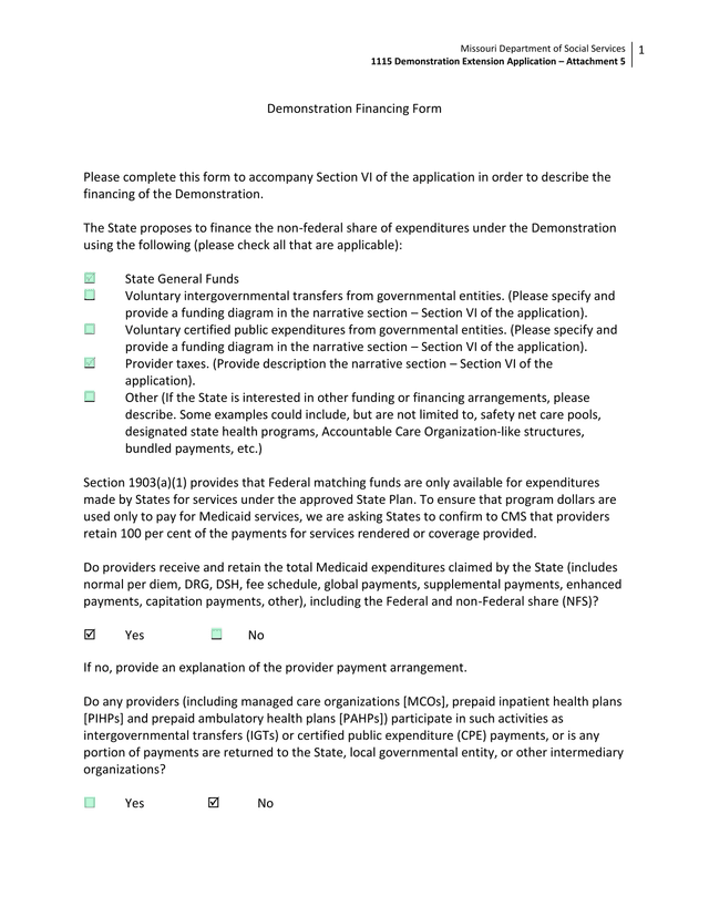 1115 Demonstration Extension Application  Attachment 5 screenshot