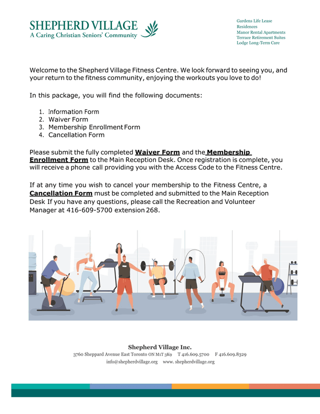 Shepherd Village Fitness Centre  Information Form screenshot