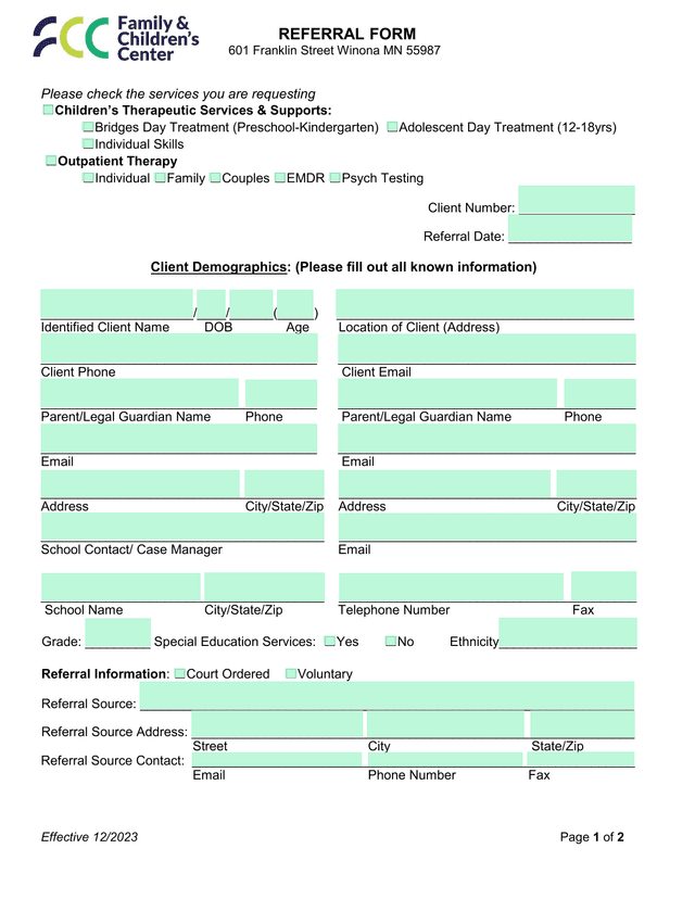 REFERRAL FORM screenshot