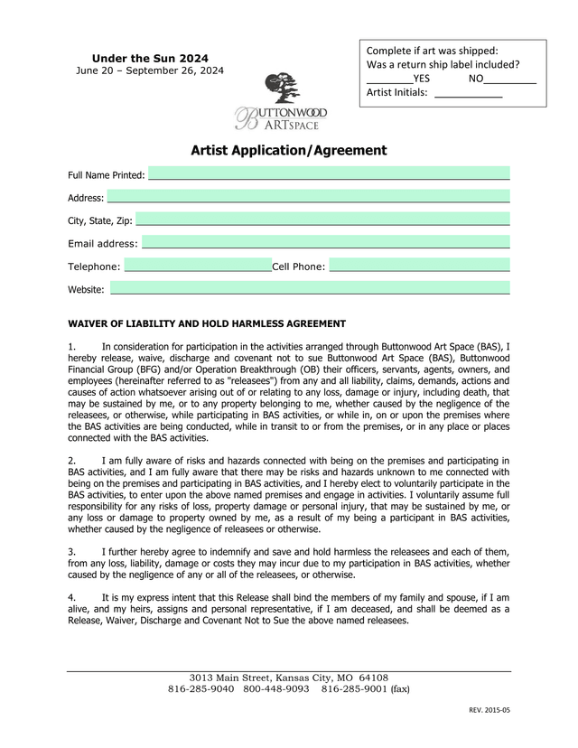 Artist ApplicationAgreement screenshot