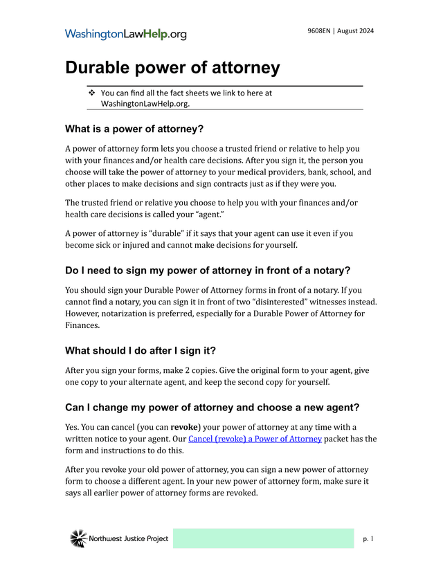 Durable Power Of Attorney screenshot
