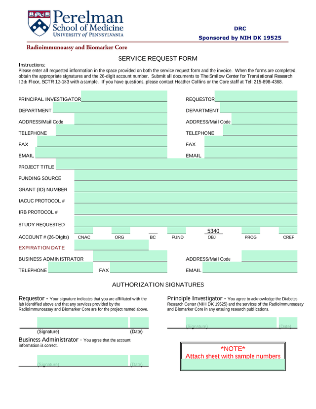 Service Request Form screenshot