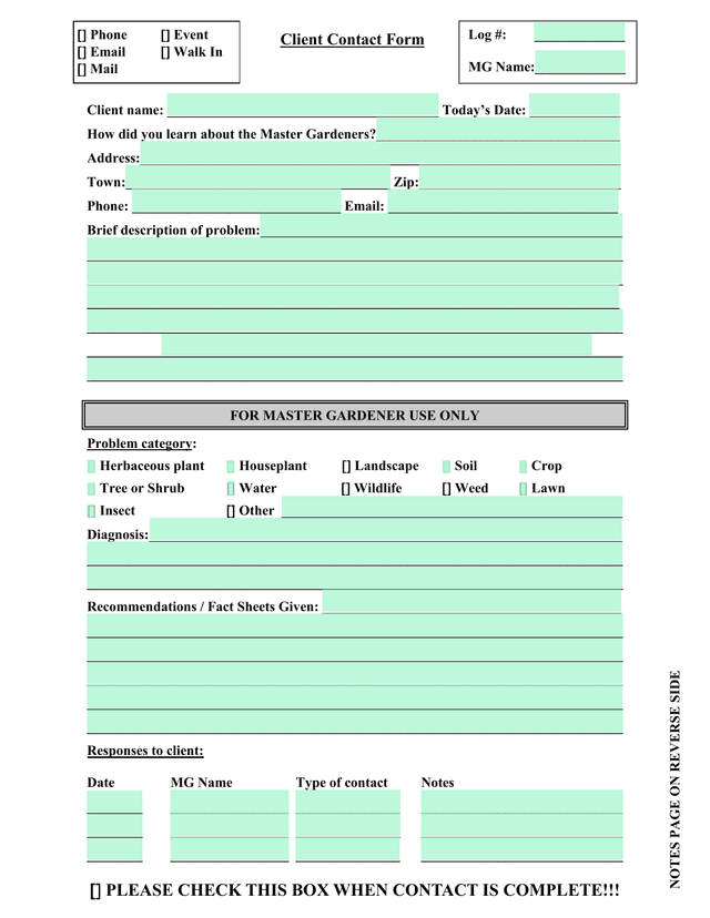 Client Contact Form screenshot