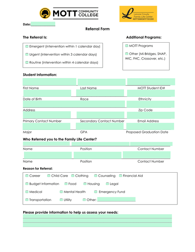 Referral Form screenshot