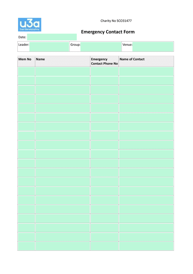 Emergency Contact Form screenshot