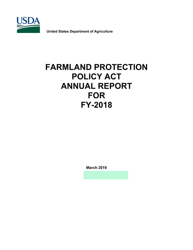 Farmland Protection Policy Act Annual Report screenshot