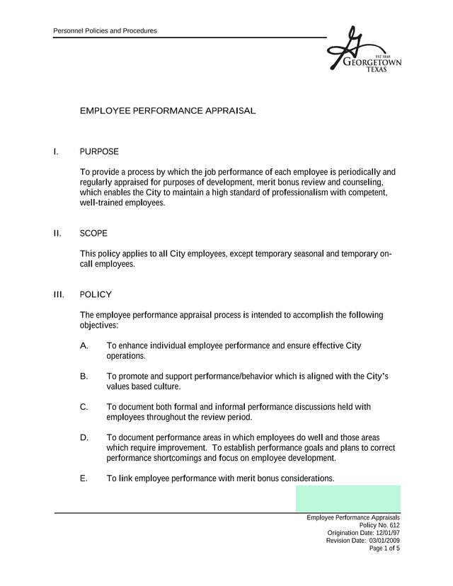 Employee Performance Appraisals screenshot