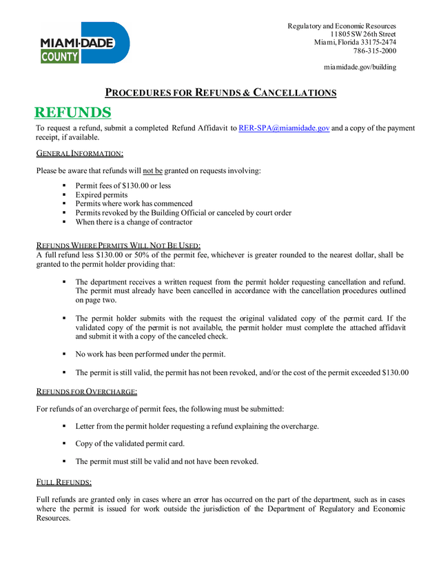 Procedures For Refunds  Cancellations screenshot