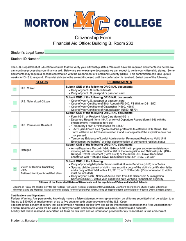 Citizenship Form screenshot
