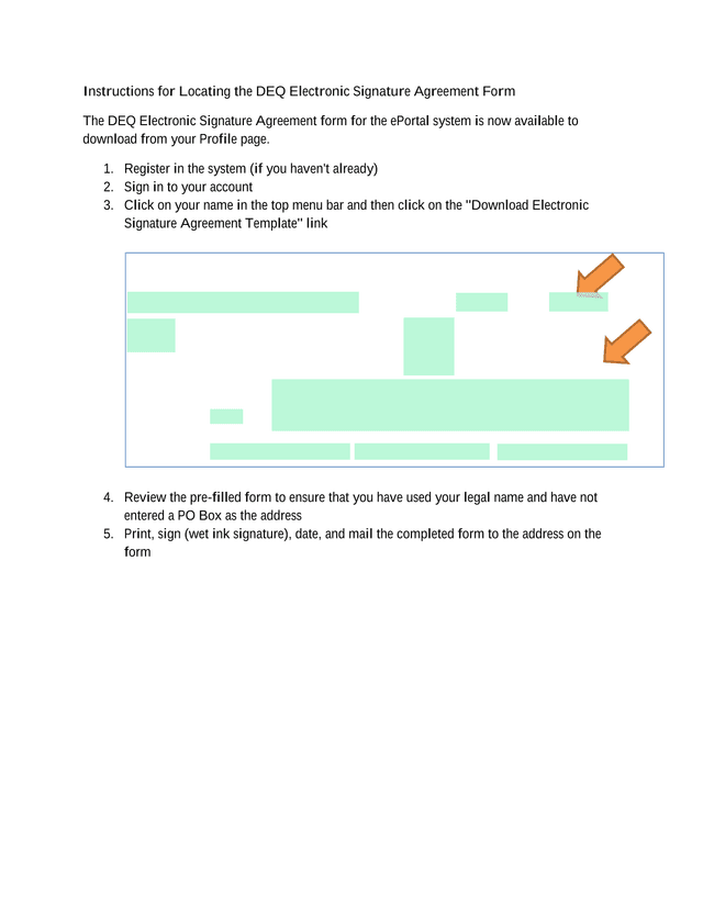DEQ Electronic Signature Agreement Form screenshot