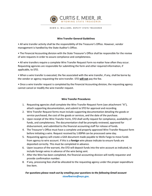 Wire Transfer General Guidelines screenshot