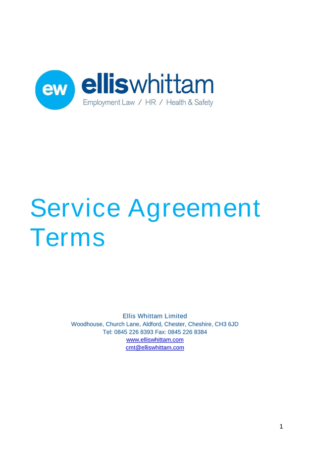 Service Agreement Terms screenshot