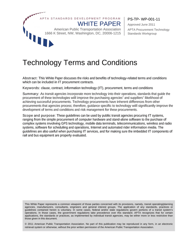 APTA Technology Terms And Conditions White Paper screenshot