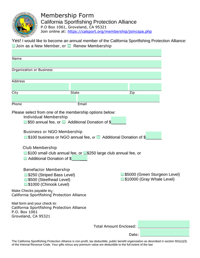 Membership Form screenshot