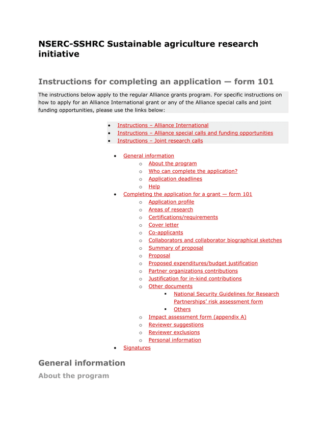 NSERC SSHRC Sustainable Agriculture Research Initiative Instructions For Completing An Application   screenshot